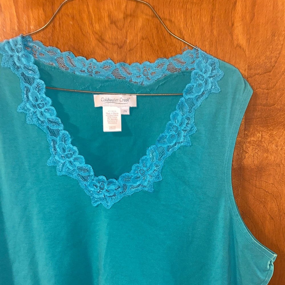 Beautiful blue embroidered tank top!